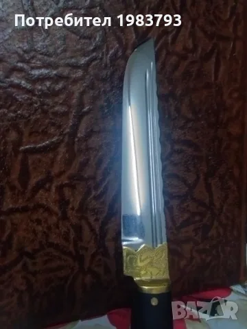 Красив ловен майсторски нож,закален, дръжка кориан., снимка 5 - Ножове - 55316152