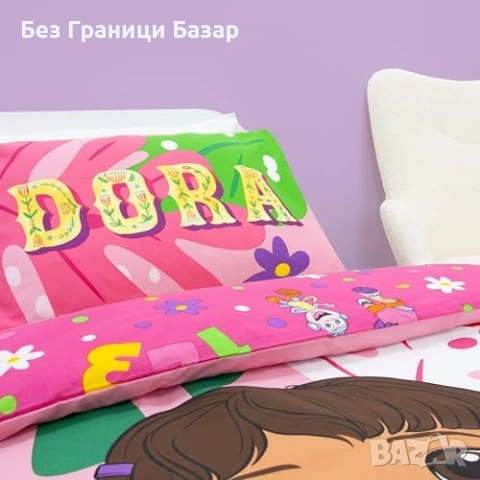 Нов детски Dora The Explorer двулицев спален комплект за единично легло Спално бельо Чаршаф, снимка 6 - Спално бельо - 54566383
