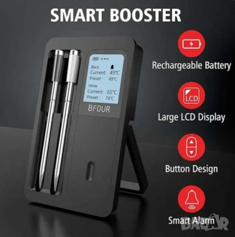 BFOUR BF-40 Wireless Smart термометър за месо и BBQ с 2 сонди, снимка 2 - Друга електроника - 54497017