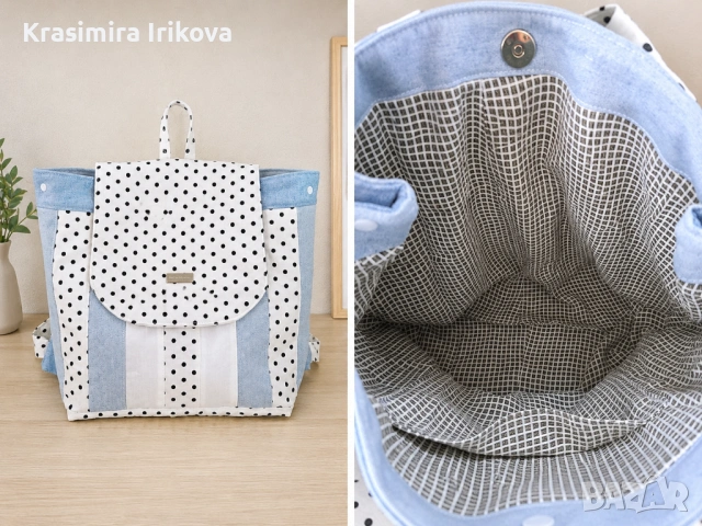  Дамска дънкова раница ,ръчна изработка, снимка 3 - Чанти - 54884642