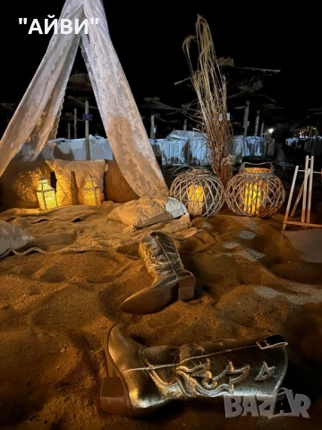 Дамски каубойски ботуши в златисто, снимка 15 - Дамски ботуши - 53964658