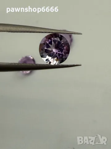 Лот естествени аметисти 3.40 ct – 3 броя, кръгъл брилянтен шлиф, отличен блясък, снимка 11 - Други - 55483152