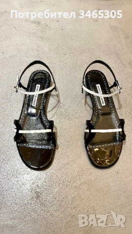 Manolo Blahnik дамски лачени сандали 37, снимка 10 - Сандали - 54663675