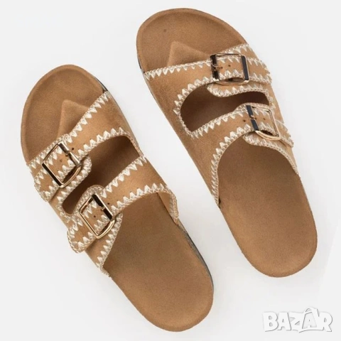 Дамски чехли двойна каишка buckle таба_1262946