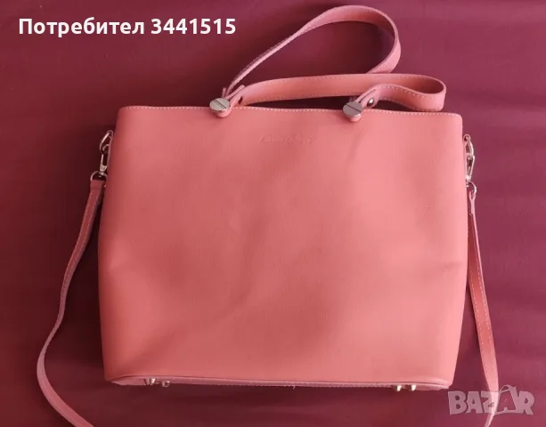 Дамска чанта Donna Italiana Firenze – розова, с дълга презрамка, снимка 2 - Чанти - 55471363