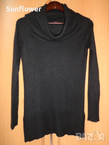 Черен пуловер DKNY Donna Karan с яка. микс от вълна и ангора, размер S , снимка 4 - Блузи с дълъг ръкав и пуловери - 54608206