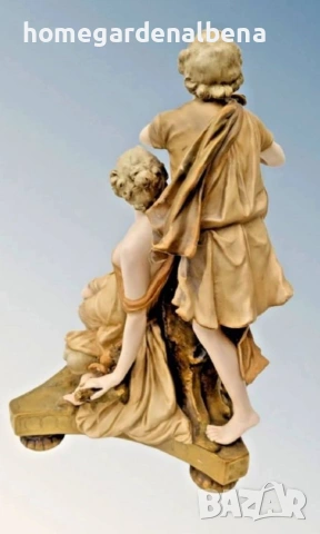 Порцеланова скулптура Ernst Wahliss Turn Austria ~ 1890 г. — „Любовни игри", снимка 3 - Антикварни и старинни предмети - 54062094