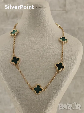 Златно колие в стил Van Cleef Детелини, снимка 2 - Колиета, медальони, синджири - 55470583