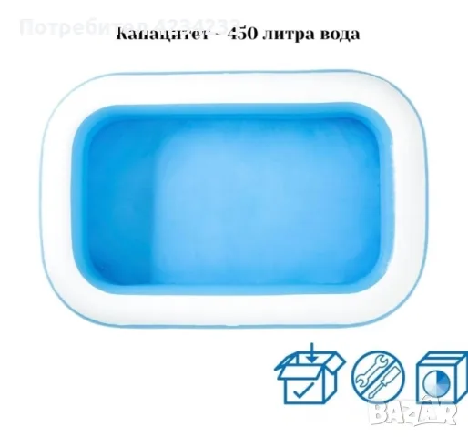 Надуваем семеен басейн , снимка 2 - Басейни и аксесоари - 55302043
