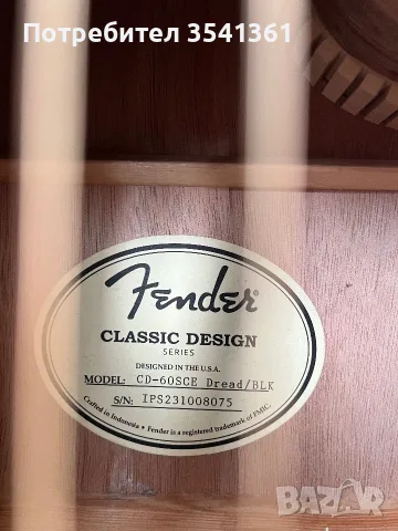Електро-акустична китара Fender CD-60SCE, снимка 5 - Китари - 55389402