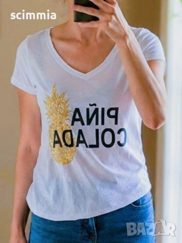Vero Moda бяла тениска “Piña Colada” с пайети размер S