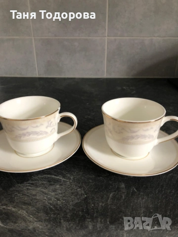 2 чаши за чай или дълго кафе от фин костен порцелан на марката Royal Doulton. Цената е за двата сета, снимка 5 - Сервизи - 54067923