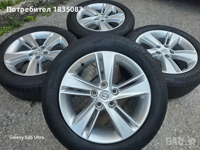 Лети джанти 17ки 5х115 Opel, Chevrolet + летни гуми 225/55/17 Bridgestone
