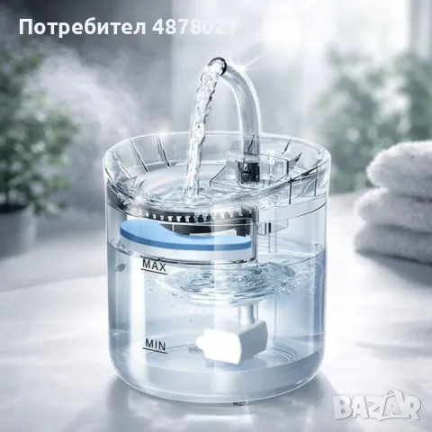 Автоматичен електрически фонтан с функция диспенсър за вода, за домашни любимци, снимка 6 - За котки - 55532270