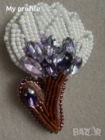 Царствена уникална Handmade брошка - Магнолия , снимка 10 - Колиета, медальони, синджири - 54223331