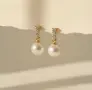 Eлегантни сребърни обеци с перли и цирконий, снимка 1