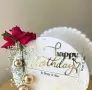 Happy birthday страничен златист акрилен топер със сърце за декорация на торта , снимка 2
