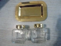 № 8601 Винтидж комплект SCANDIA GULD – две мини солнички с подносче  , снимка 3