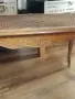 Ретро холна маса от масивно дърво с плетена ратан горна част (54х98х50 см), снимка 2