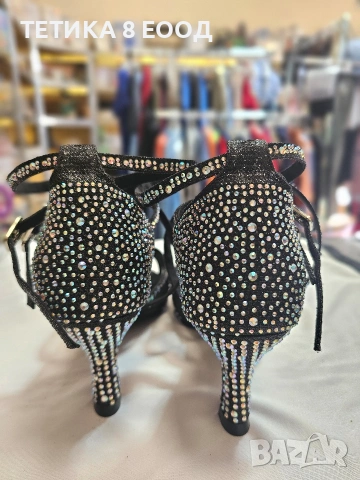 Дамски обувки за латино танци с кристали – салса, танго, валс, бачата, снимка 11 - Дамски обувки на ток - 54136902