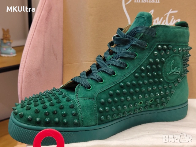 Christian Louboutin Spikes High Green - Размер 44 Мъжки, снимка 2 - Официални обувки - 54493197