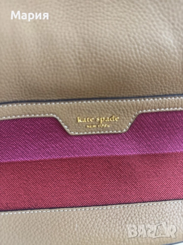 Чанта от естествена кожа на “ Kate Spade-New Jork” светло кафяв цвят, един път използвана, снимка 2 - Чанти - 55415472