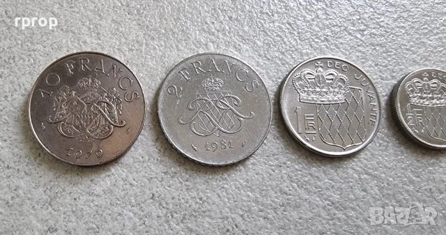 Монако. 0.10, 0.20, ½, 1, 2, 10 франка. 1960 - 1982 година. 6 бройки., снимка 3 - Нумизматика и бонистика - 55526066