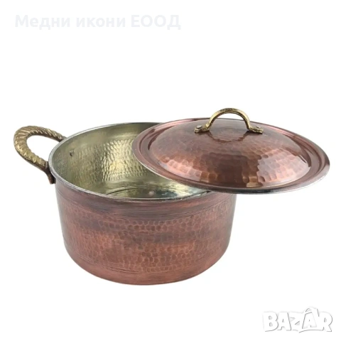 СРЕДНА МЕДНА ТЕНДЖЕРА 22 СМ, снимка 2 - Съдове за готвене - 54644311