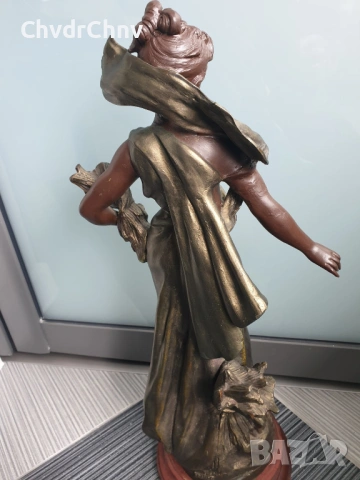 52см-4кг Moreau ЦАМ статуетка/стара френска скулптура/фигура на жена с цветя и шал, снимка 5 - Статуетки - 54192902