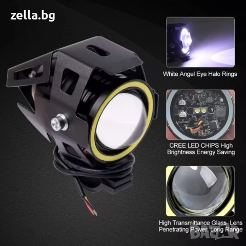 LED прожектор за мотоциклет U7 Angel Eyes 15W 3000lm 12-85V – Универсален фар за мотор, ATV 10116, снимка 8 - Друга електроника - 54658345