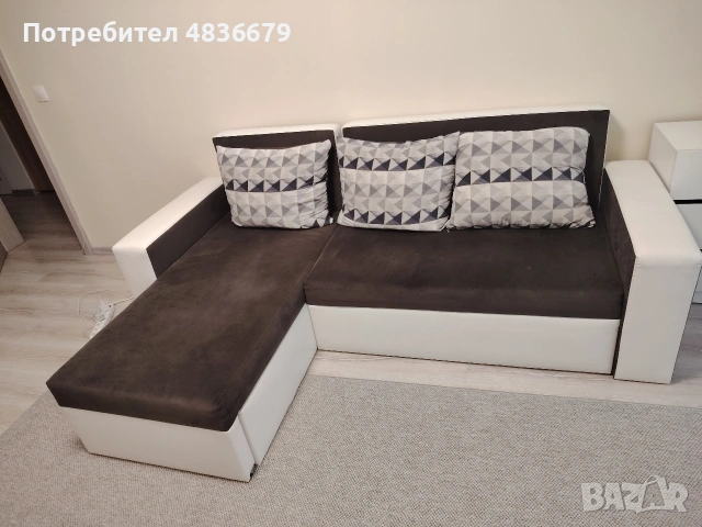 Диван с лежанка, еко кожа