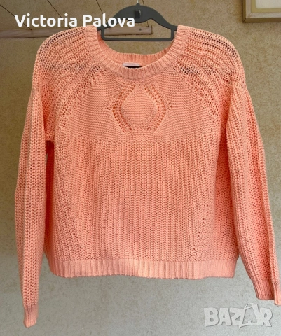 Кроп пуловер реглан в  нюанс „Peach Fuzz“ , снимка 3 - Блузи с дълъг ръкав и пуловери - 53957852