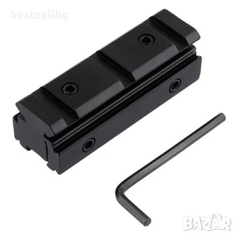 Преходна шина 11 мм - 22 мм Weaver / Picatinny за оръжие пушка ерърсофт прицел оптика бързомер лов, снимка 9 - Оборудване и аксесоари за оръжия - 54109807