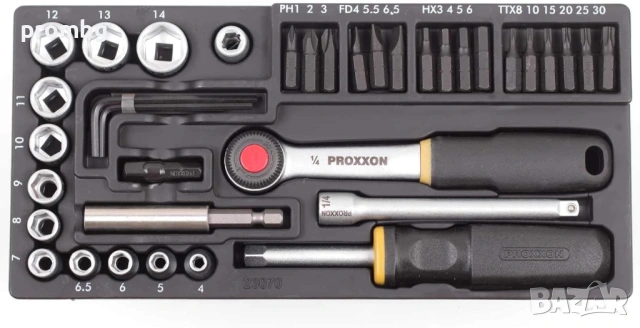 Proxxon гедоре, 1/4 инча 39 ч., 23070, вложки с тресчотка, Германия, снимка 5 - Гедорета - 41443384