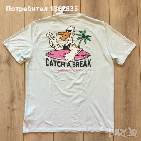НОВА оригинална светло синя памучна тениска VINEYARD VINES размер L от САЩ, снимка 7 - Тениски - 55361513