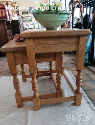 Стилен к-кт помощни масички ''2в1''. Изработени от масивно дърво, с изящни струговани крака., снимка 8 - Маси - 54206090
