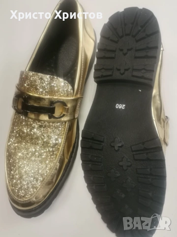 Мъжки златисти обувки ✔️ Размер 42, снимка 7 - Официални обувки - 54028004