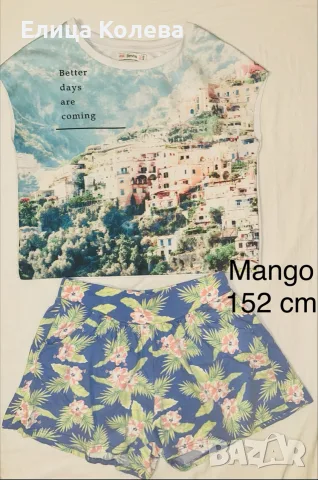 Къси панталонки Mango и топ за момиче 152 см