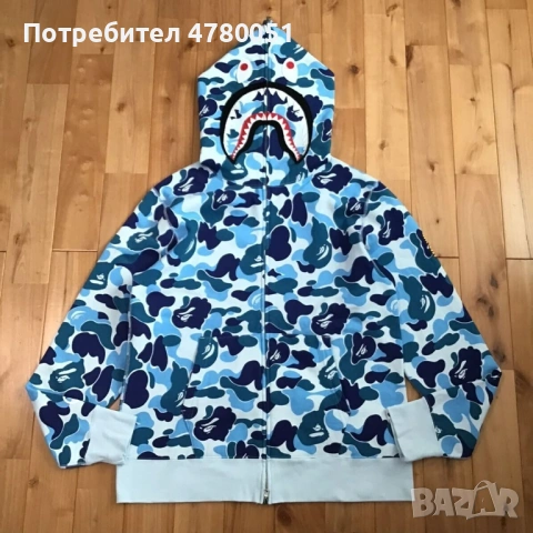 Blue Bape Hoodie Синьо Бейп Худи
