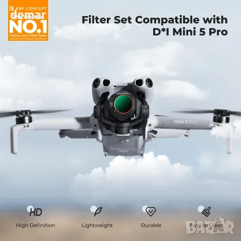 Филтри K&F CONCEPT CPL, ND4/PL, ND8/PL, ND16/PL, ND32/PL, ND64/PL, съвместими с DJI Mini 5 Pro, снимка 2 - Обективи и филтри - 55506475