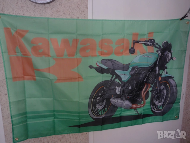 Kawasaki Знаме банер реклама мотор мотоциклети японски път задна гума рокер събор магистрала бързина