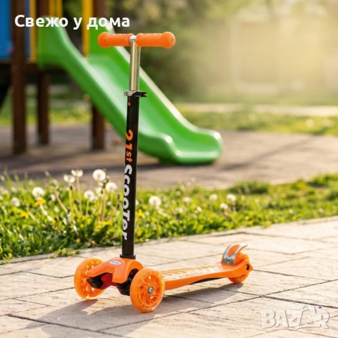 НОВА Детска тротинетка 21st Scooter със светещи колела, сгъваема, до 50кг различни цветове, снимка 4 - Скутери и тротинетки - 54250247