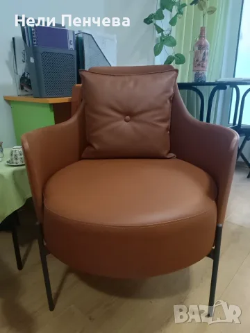 Продавам светло кафяво кожено кресло, снимка 2 - Други - 55304791