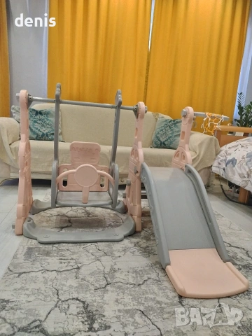 Детска пързалка с люлка и кош в розово 3 в 1 , снимка 7 - Други - 54372205