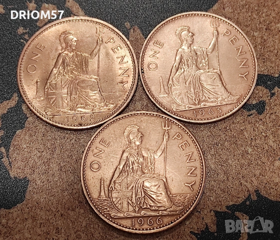 Монети Великобритания - 3 бр.>Кралица Елизабет II[1962,1963,1966]