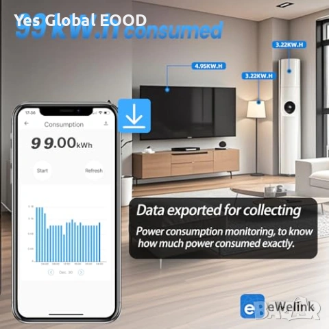 TONGOU WiFi Smart Switch 63A с електромер eWeLink, снимка 4 - Друга електроника - 54941716