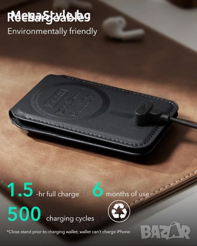 ESR Geo Magnetic Wallet Stand – Магнитен портфейл за телефон с Grip стойка и Find My функция, снимка 8 - Аксесоари за Apple - 55276874