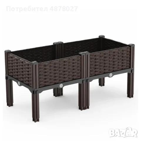 Повдигната градинска саксия за цветя, билки и зеленчуци 80x40x38 см – Модулен дизайн с ратан ефект, снимка 5 - Декорация за дома - 55604447