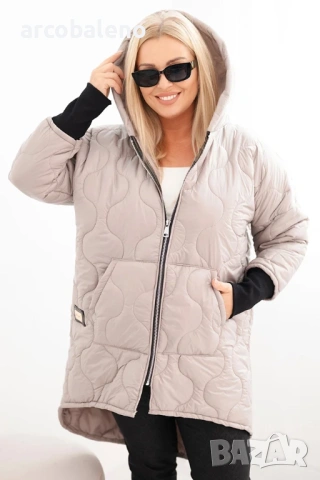 Дамско преходно яке Plus Size, ватирано с качулка, 8цвята , снимка 10 - Якета - 52951106