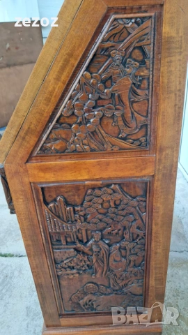 Шкаф бюро масив с дърворезба, снимка 7 - Бюра - 53995535